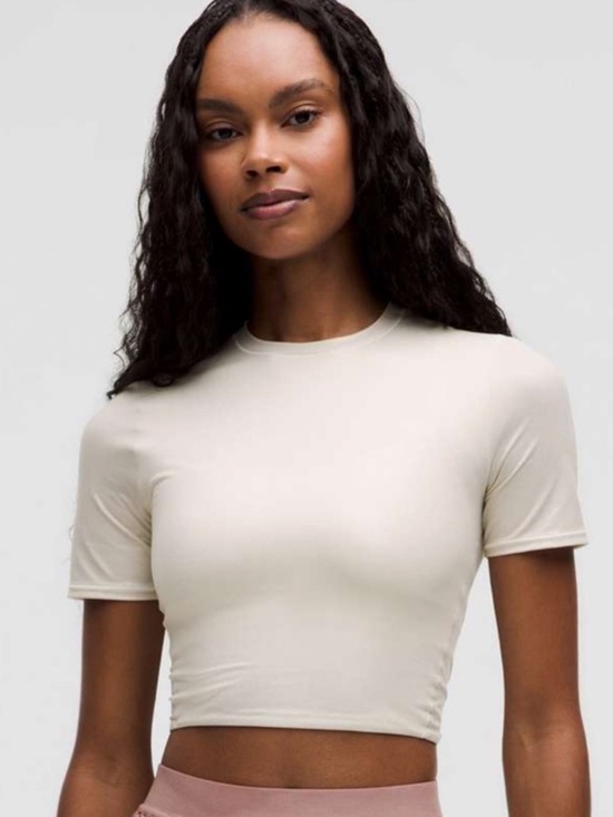 lululemon athletica Tops - Lululemon Wundermost Ulta Soft Nulu Cropped Top Shirt White Medium 8 Med